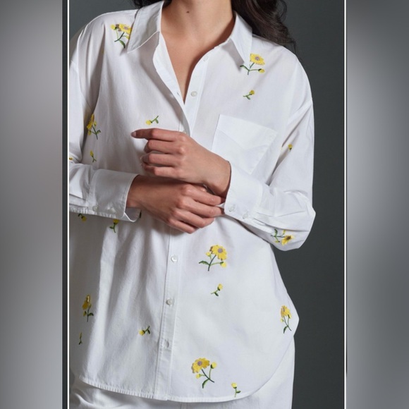 Maeve White and Yellow Floral embroidered Shirt 3X - Picture 5 of 11
